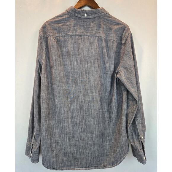 Hawker Rye Gray Chambray Cotton Regular Fit Button Down Casual Mens Large - Picture 3 of 8